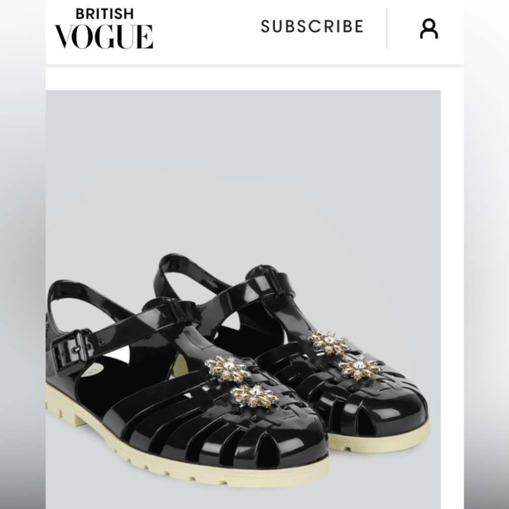 Alexa Chung x JuJu Reilly embellished jelly jeweled fisherman sandals England UK